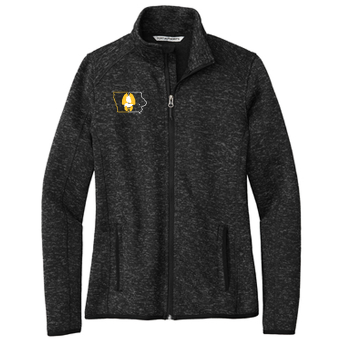 Port Authority Ladies Sweater Fleece Jacket -- Black Heather