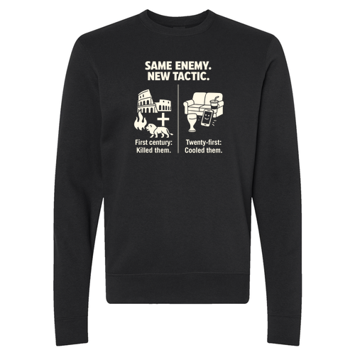 Same Enemy, New Tactic Tee Crewneck Sweater -- Black