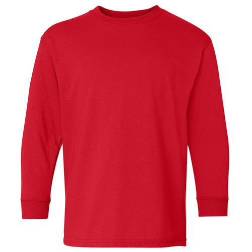 Youth Red Long Sleeve Cotton T-Shirt