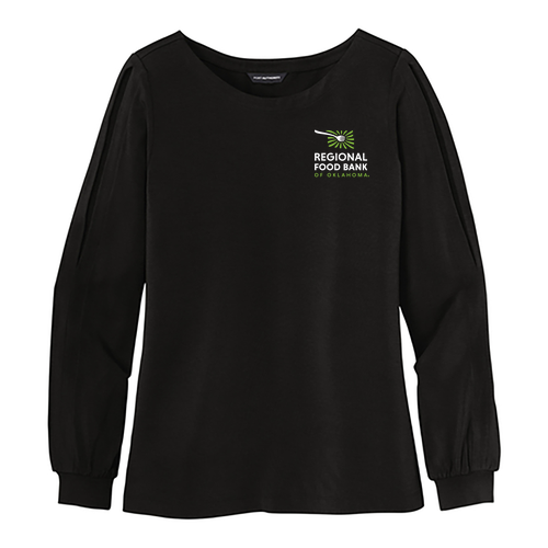 Port Authority Ladies Luxe Knit Jewel Neck Top Embroidered-- Deep Black