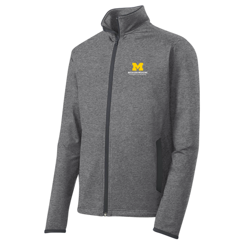 Mens/Unisex Sport-Tek Sport Wick Stretch Contrast Full Zip Jacket -- Charcoal Grey Heather / Charcoal Grey