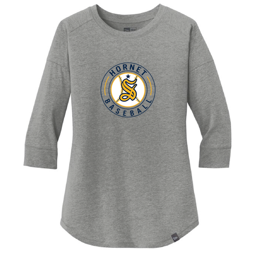 New Era Ladies Heritage Blend 3/4-Sleeve Baseball Raglan Tee -- Shadow Grey Heather