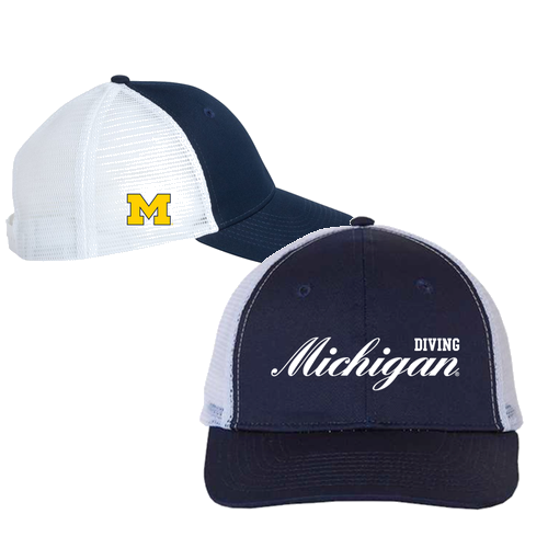 Unisex Michigan Diving Trucker Hat -- Navy / White