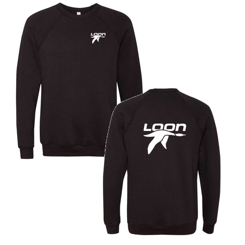 Loon Logo 2 White Ink -- Crewneck Sweatshirt Black
