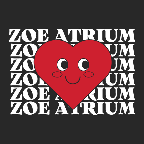Crew Neck Sweatshirt Zoe Heart Design -- Black