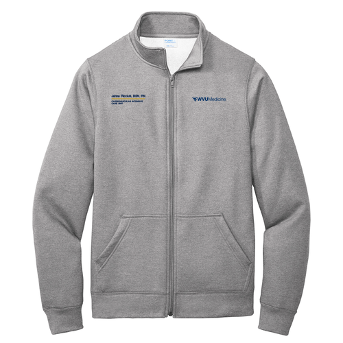 Embroidered Port and Company Core Fleece Cadet Full-Zip Sweatshirt -- Athletic Heather