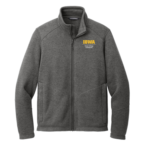 Embroidered Port Authority Arc Sweater Fleece Jacket -- Grey Smoke Heather