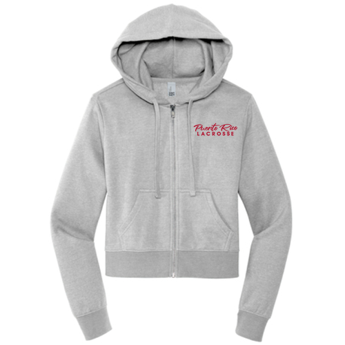 Taino Symbol Women's Crop Full Zip Hoodie -- Light Heather Grey