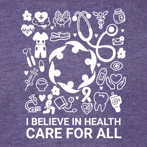 Health Care For All Screen Printed Softstyle Tee Heather Purple