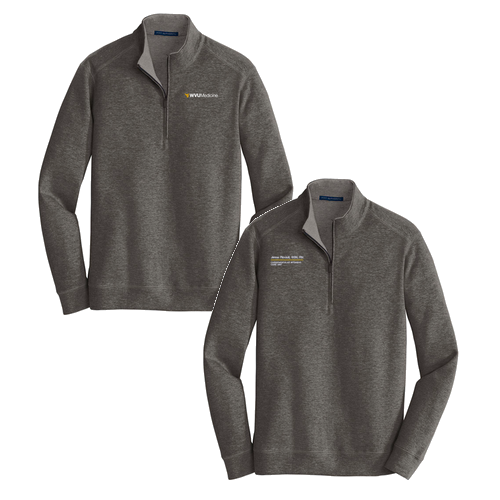 Port Authority Interlock 1/4-Zip -- Charcoal Heather / Medium Heather Grey