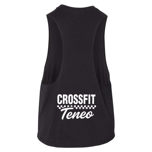Ladies Bella Canvas Soft Racerback Cropped Tank -- Solid Black Blend