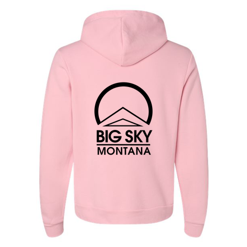 Big Sky Montana Logo 2 Black Ink -- Pullover Hooded Sweatshirt Pink