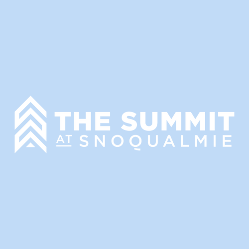 The Summit at Snoqualmie Logo 2 White Ink -- Short Sleeve Light Blue