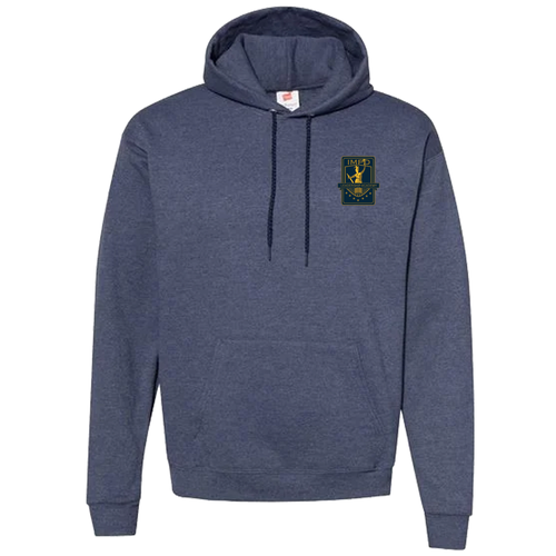 Hanes 7.8 Oz., 50/50 Comfort Blend Fleece Pullover Hood Adult -- Heather Navy