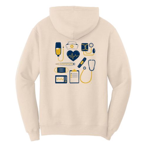 Nursing Tools Port and Company Core Fleece Pullover Hooded Sweatshirt -- Natural