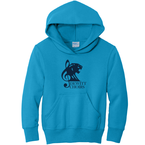 Port and Company Youth Pullover Hooded Sweatshirt -- Neon Blue