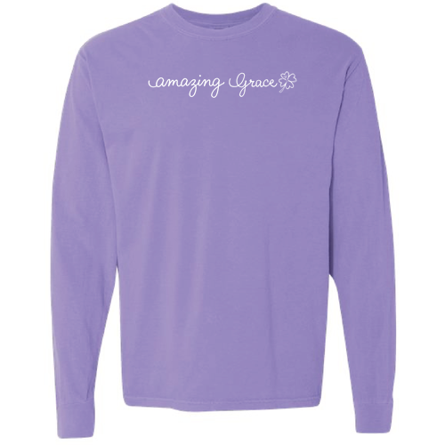 Comfort Colors Garment-Dyed Crewneck Sweatshirt -- Violet (Large Embroidered Logo)