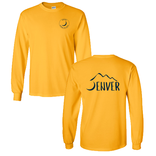 Gildan Ultra Cotton Longsleeve Basic T-Shirt -- Gold w Navy Ink