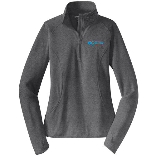 Sport Tek Ladies Sport Wick Stretch Half Zip Pullover -- Charcoal Grey Heather