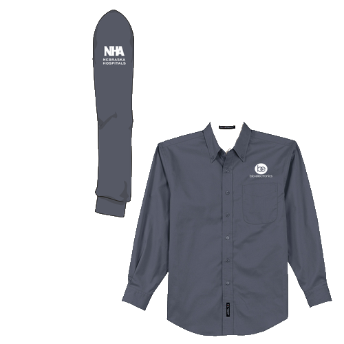 Port Authority Tall Long Sleeve Easy Care Shirt -- Steel Grey / Light Stone
