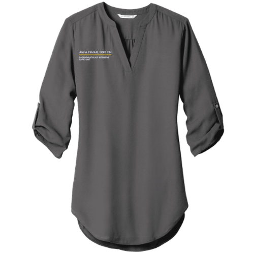 Port Authority Ladies 3/4-Sleeve Tunic Blouse -- Sterling Grey