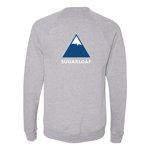 Sugarloaf Logo 2 Blue and White Ink -- Crewneck Sweatshirt Athletic Heather