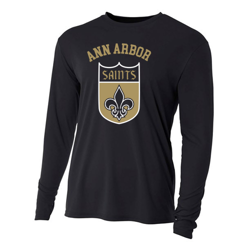 Mens/Unisex A4 Longsleeve Cooling Performance Wicking Tee -- Black