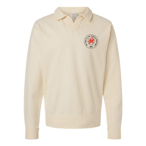 Hanes Garment-Dyed Polo Collar Sweatshirt -- Parchment