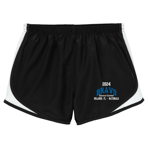 Sport-Tek Ladies Cadence Short -- Black / White / Black
