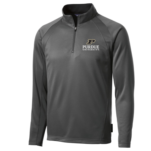Sport Tek Sportwick Fleece Quarter Zip Pullover -- Dark Smoke / Black