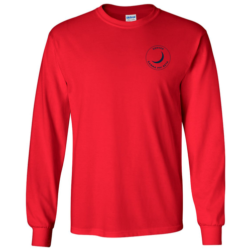 Gildan Ultra Cotton Longsleeve Basic T-Shirt -- Red w Navy Ink
