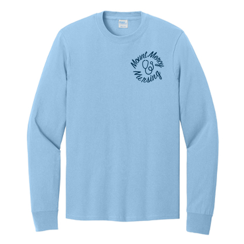 Port and Company Long Sleeve T Shirt -- Light Blue -- Stethoscope