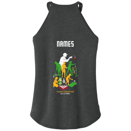 District Made Ladies Perfect Tri Rocker Tank -- Black Frost