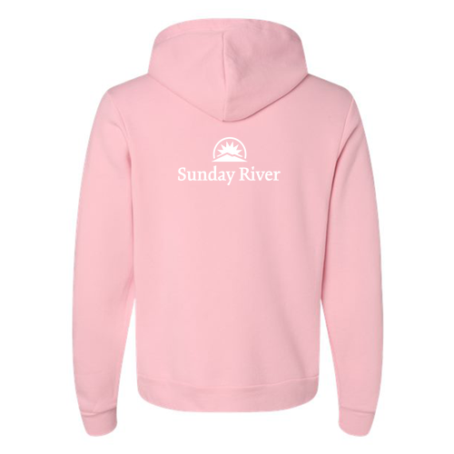 Sunday River Logo 2 White Ink -- Pullover Hooded Sweatshirt Pink