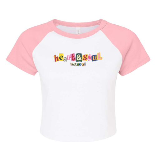 Bella+Canvas Women's Micro Rib Raglan White / Pink Baby Tee