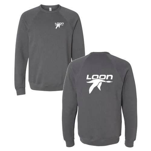 Loon Logo 2 White Ink -- Crewneck Sweatshirt Asphalt