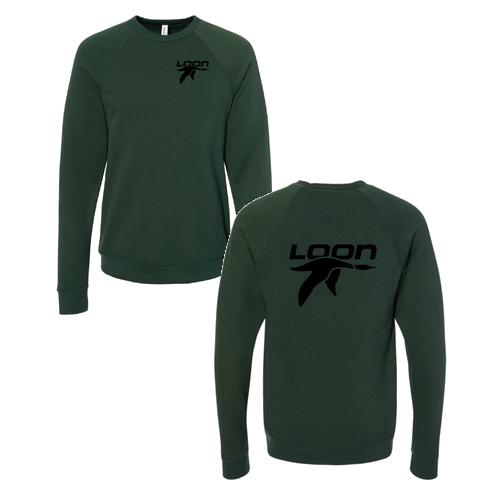 Loon Logo 2 Black Ink -- Crewneck Sweatshirt Forest