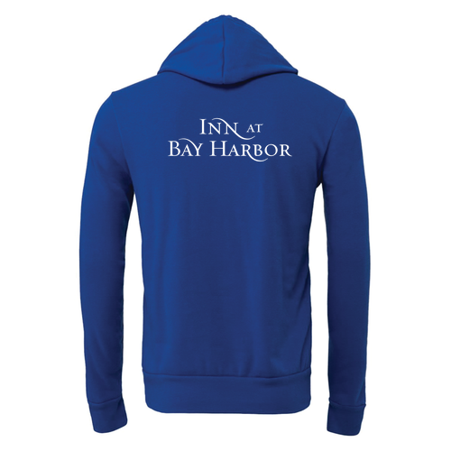 Inn at Bay Harbor 1 color White left chest/back Pullover Hooded Sweatshirt -- True Royal
