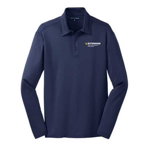 Port Authority Silk Touch Performance Long Sleeve Polo -- Navy