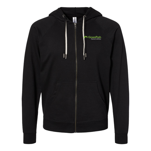 Independent Trading Icon Unisex Lightweight Terry Full-Zip Hooded Sweatshirt -- Black