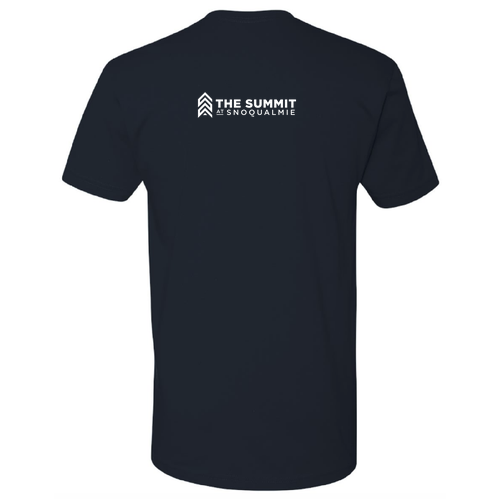 The Summit at Snoqualmie Logo 2 White Ink -- Short Sleeve Midnight Navy