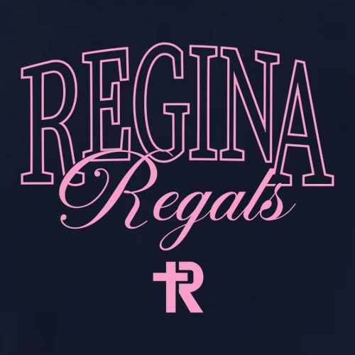 Regina Pink Outline BELLA+CANVAS Women’s Micro Rib Baby Tee -- Solid Navy Blend