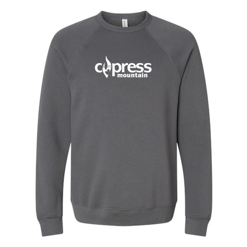 Cypress Mountain Logo 1 White Ink -- Crewneck Sweatshirt Asphalt