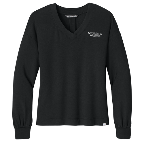 TravisMathew Women’s Long Weekend V-Neck -- Dark Grey Heather