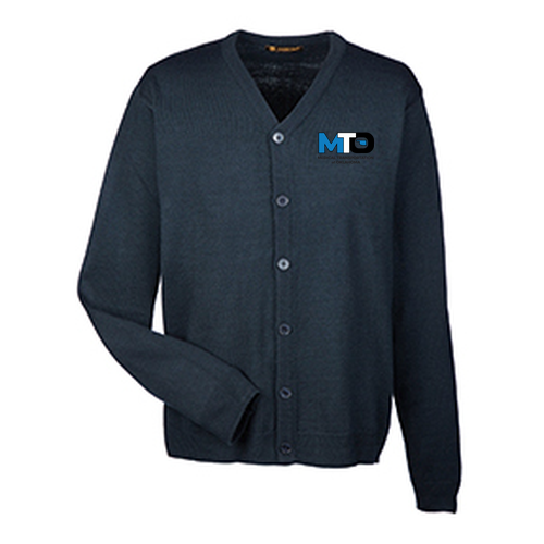 Mens Harriton Pilbloc V Neck Button Cardigan Sweater -- Dark Navy up to a 6X size