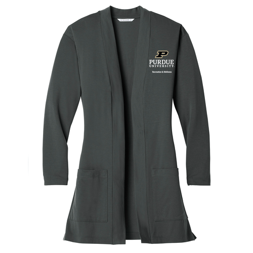 Port Authority Ladies Concept Long Pocket Cardigan -- Grey Smoke