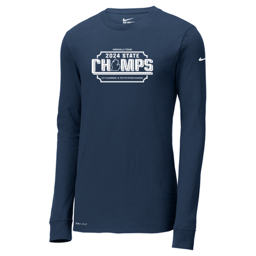 Nike Dri-FIT Cotton/Poly Long Sleeve Tee -- College Navy