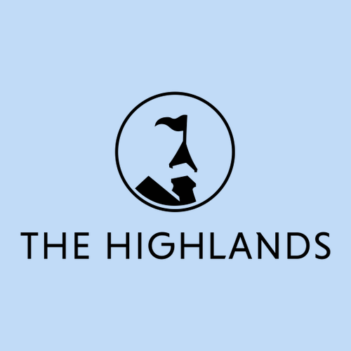 The Highlands Logo 1 Black Ink -- Short Sleeve Light Blue
