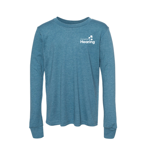 Youth Circle Logo Long Sleeve Tee- -- Heather Deep Teal