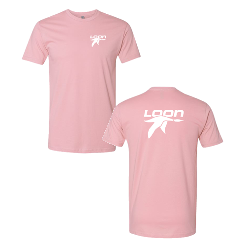 Loon Logo 2 White Ink -- Short Sleeve Light Pink